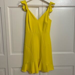 Aidan Mattox Yellow Ruffled Tiered Sundress